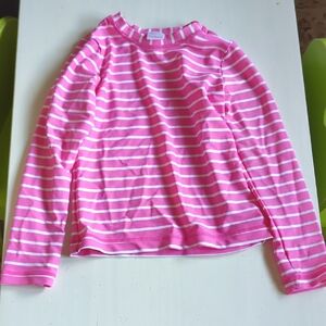 Hanna Andersson Pink and White Striped Kids Rashguard Top Only 8/130